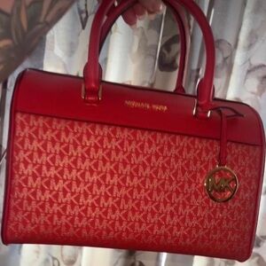Medium red Michael kors monogram bag